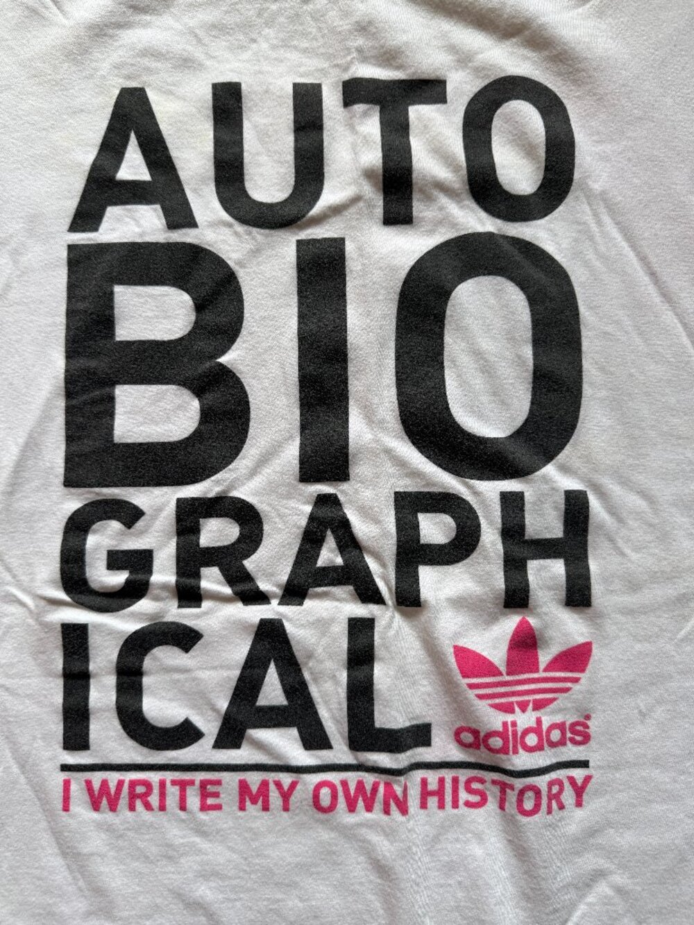 Adidas Graphic Tee | “I Write My Own History” White T-Shirt Size M